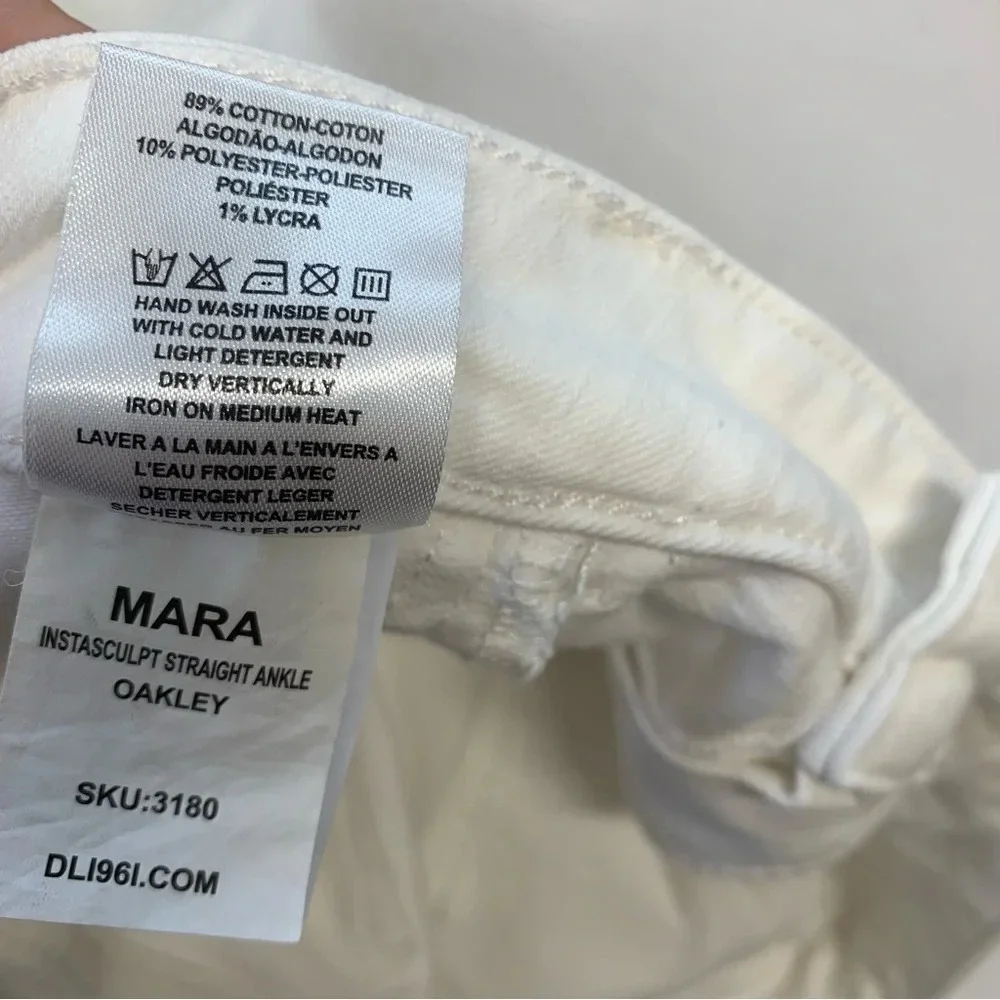 DL1961 Jeans Woman 32‎ White Mara Straight Ankle Instasculpt Stretch Pockets